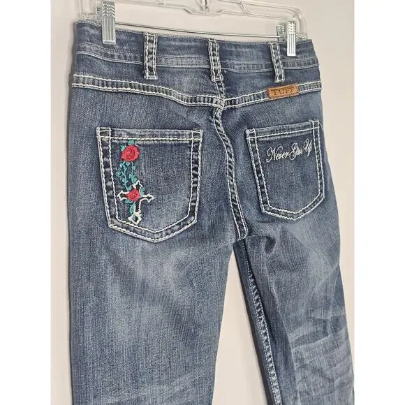 Cowgirl Tuff Vintage Cross Western Embroidered Jeans 27 - Picture 4 of 16
